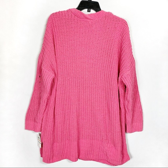 Style & Co Chenille Pink Bubble Gum Knit Cardigan - Picture 3 of 5